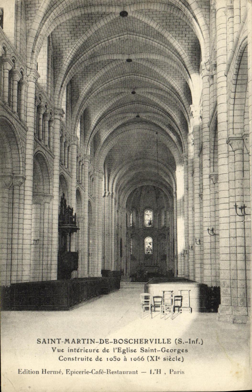 VINTAGE POSTCARD Holy Martin De Boscherville Seen Interior of L Church