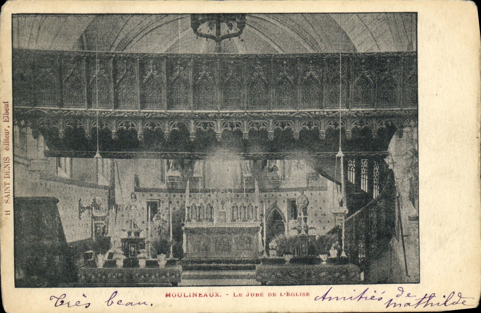 VINTAGE POSTCARD Moulineaux swears It L church