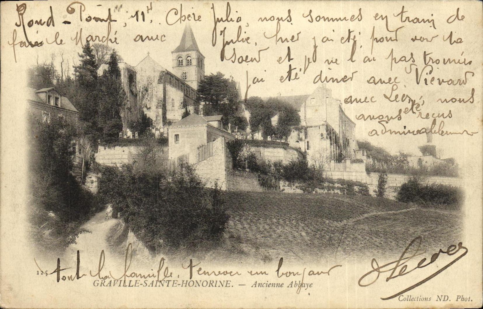 VINTAGE POSTCARD Graville Sainte Honorine Old Abbey