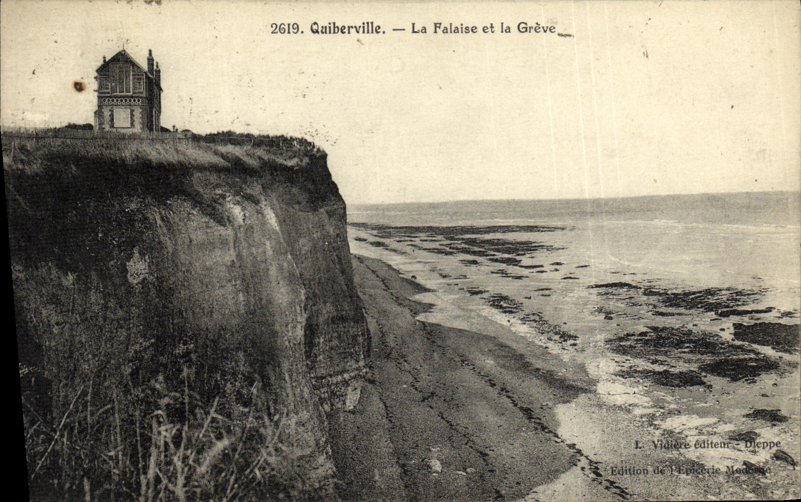 VINTAGE POSTCARD Quiberville the Cliff and the Strike