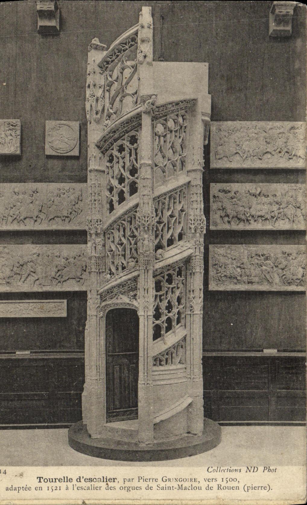 VINTAGE POSTCARD Tourelle D Escalier By Pierre Gringoire adaptee has L staircase of the organ of Maclou Saint of Rouen