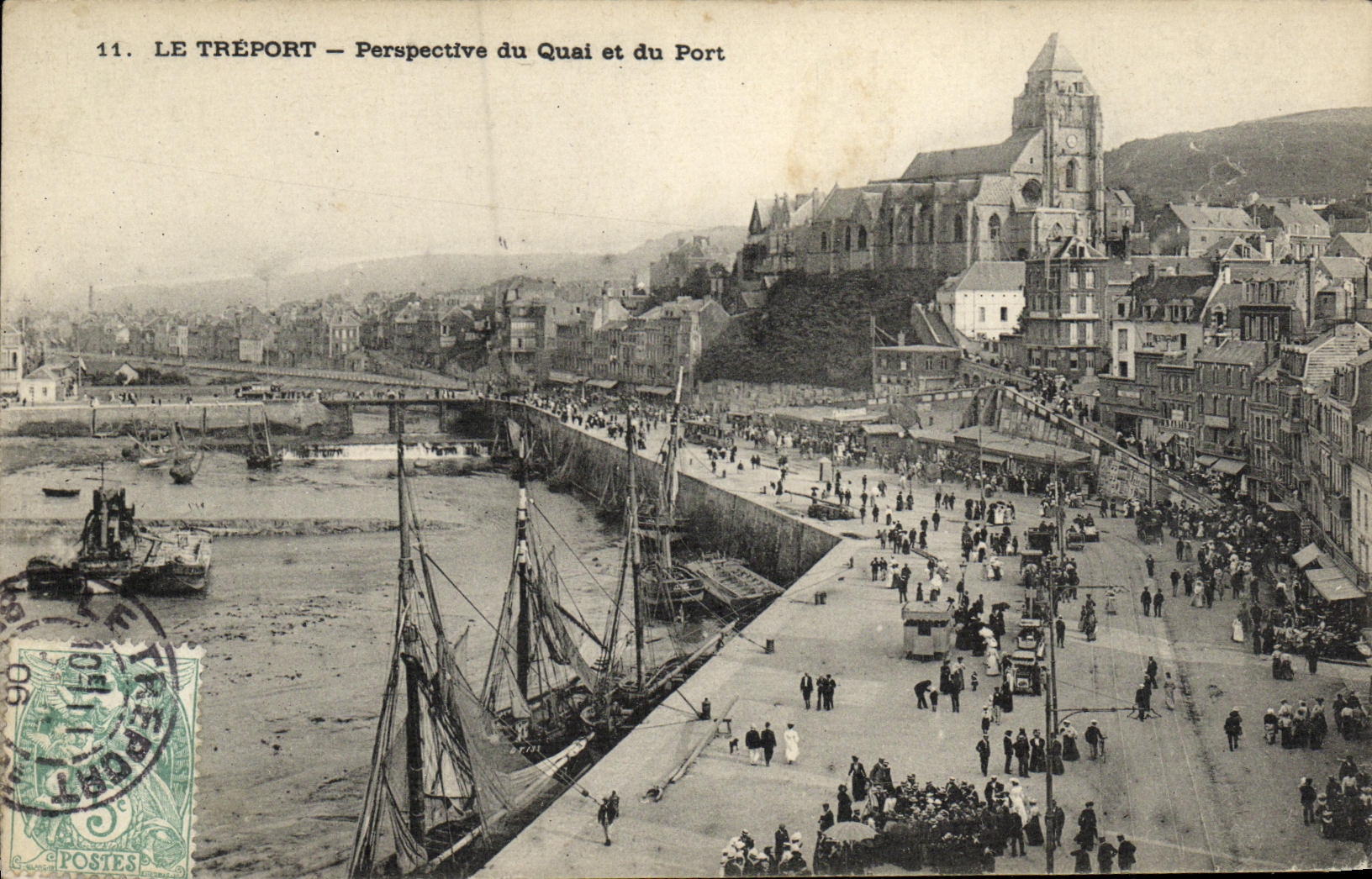 Opinion de Treport de la POSTAL de la VENDIMIA del Quay y de los barcos portuarios