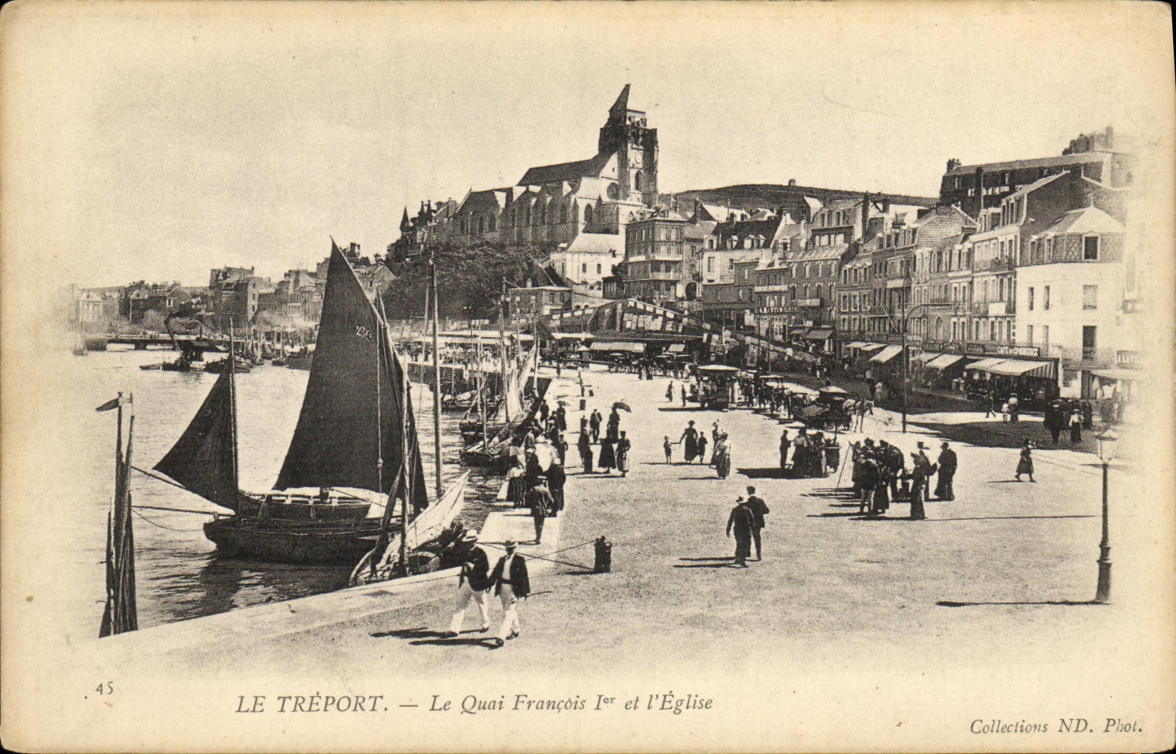 VINTAGE POSTCARD Treport the Francois Quay 1st and L Church