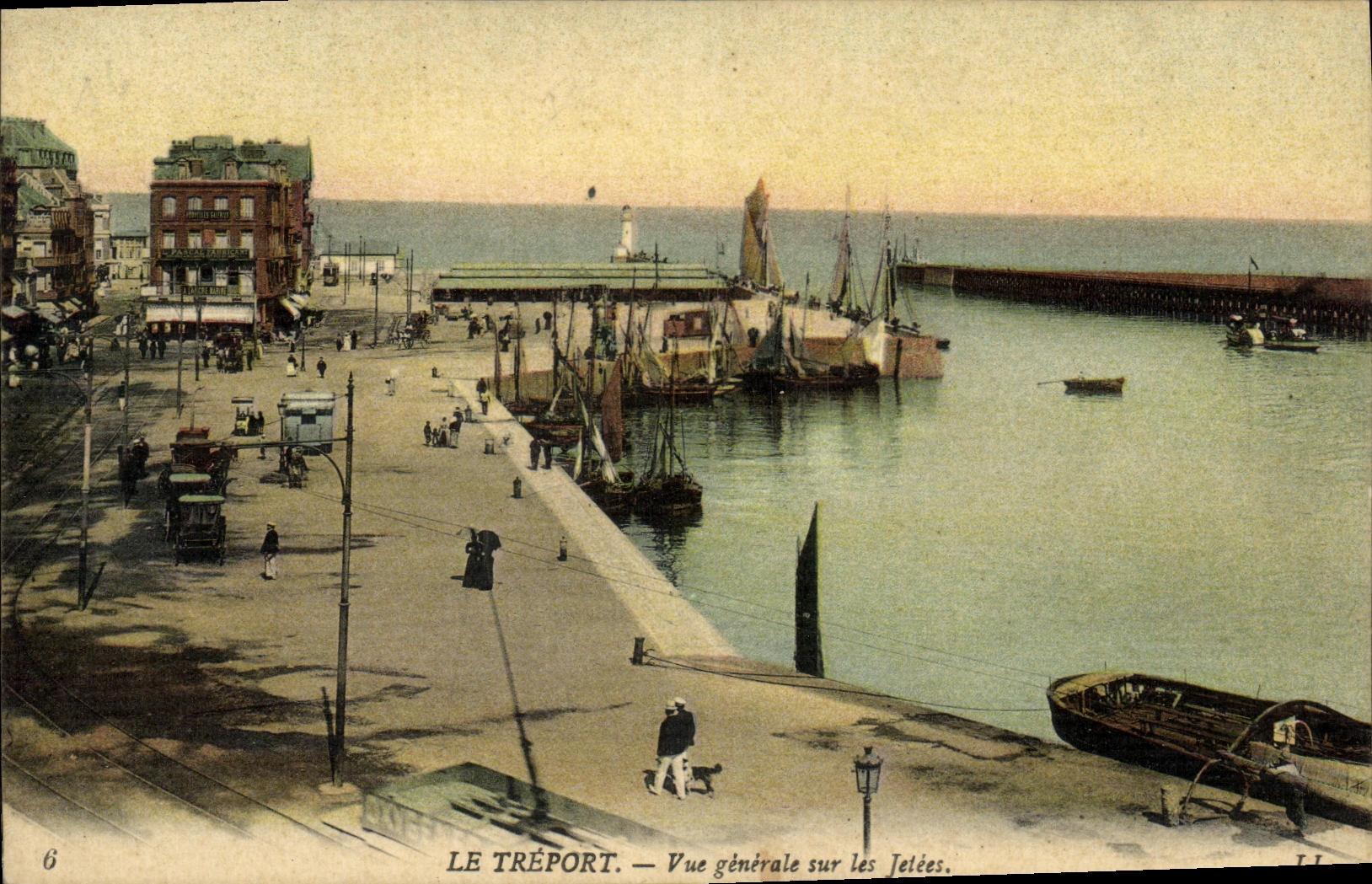 VINTAGE POSTCARD Treport View On the Piers