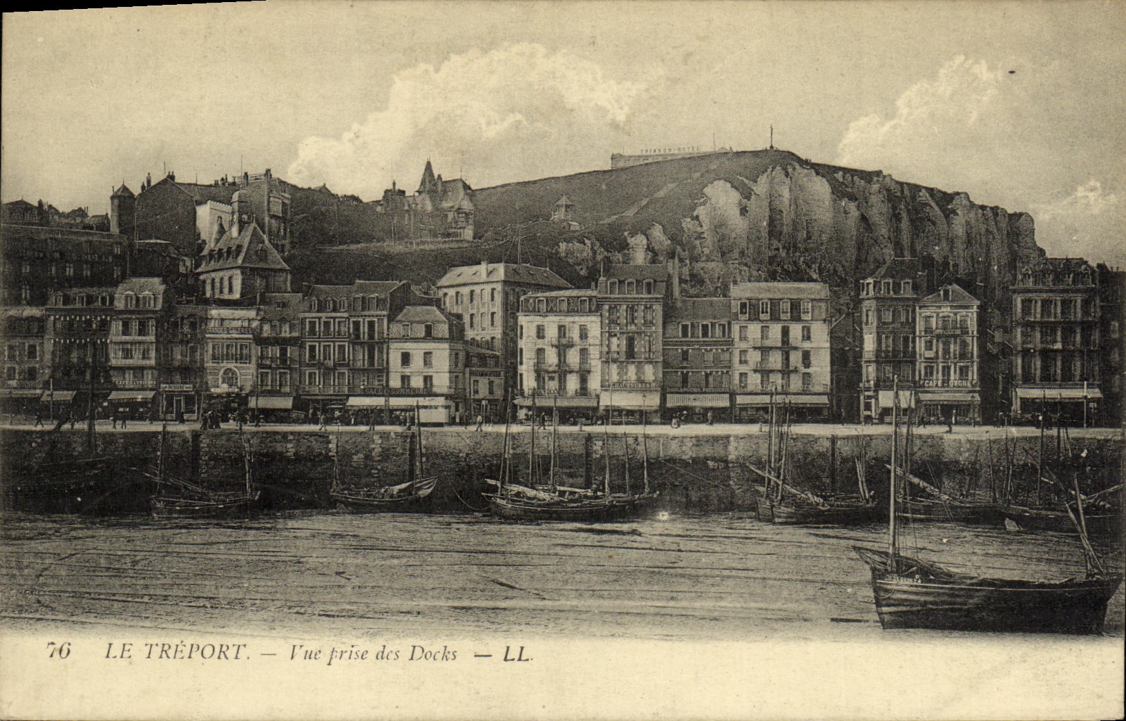 VINTAGE POSTCARD Treport Seen from of the Docks Boats