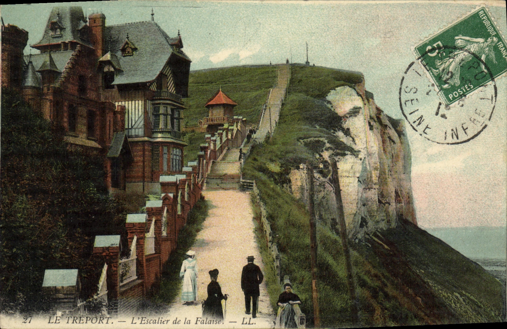 VINTAGE POSTCARD Treport L Staircase of Cliff