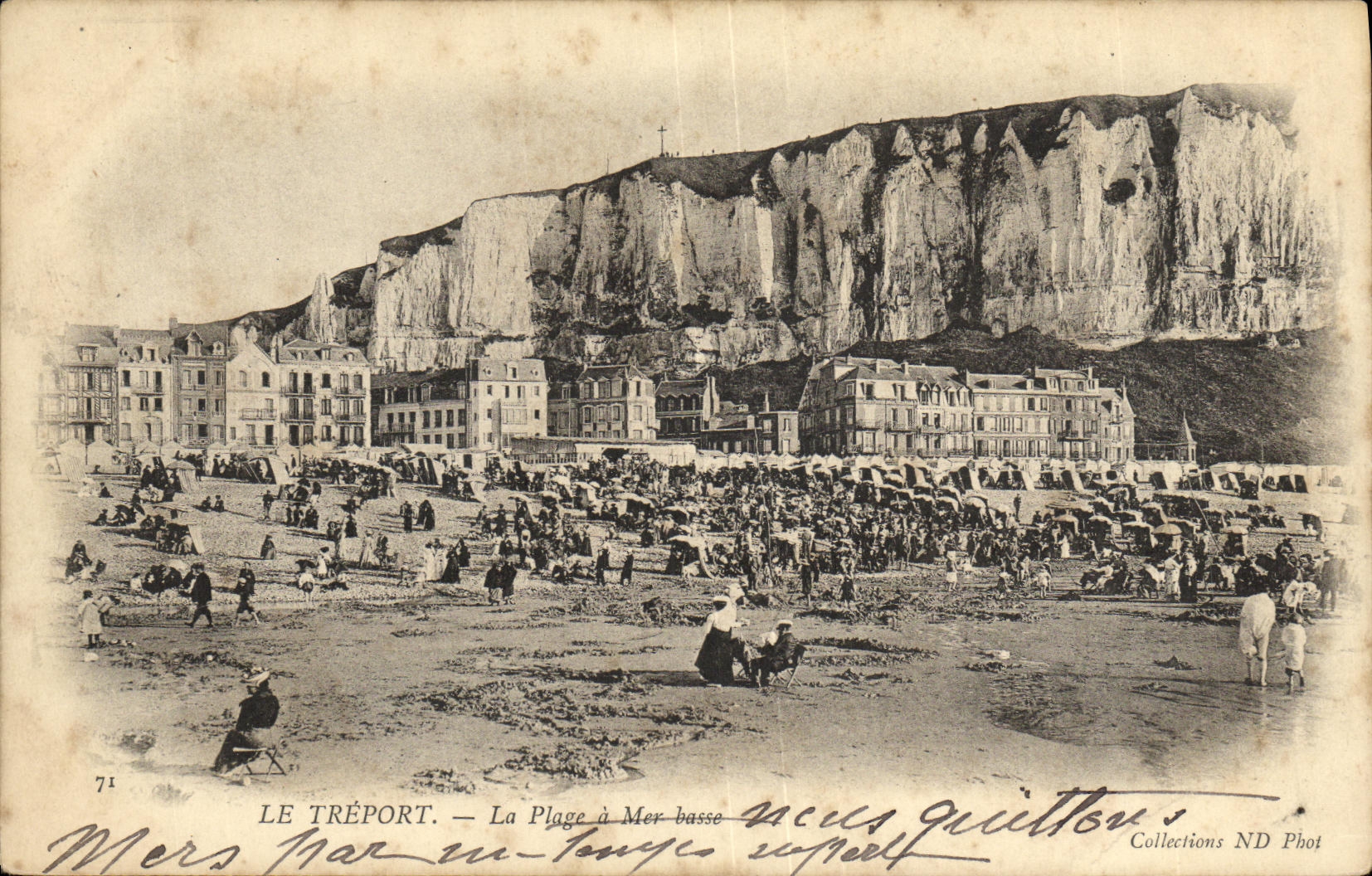 VINTAGE POSTCARD Treport the Beach has low water