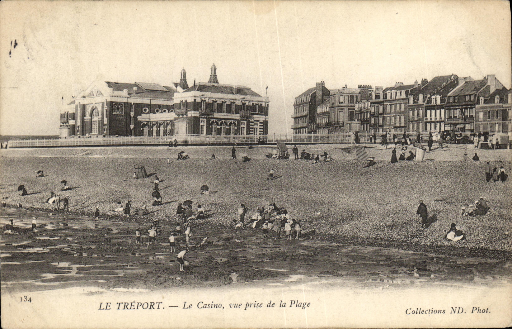 VINTAGE POSTCARD Treport the Casino Seen from of the Beach