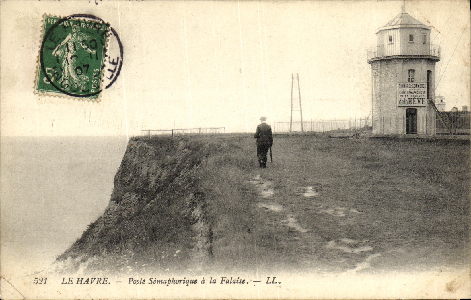 VINTAGE POSTCARD Le Havre Posts Semaphoric with Cliff