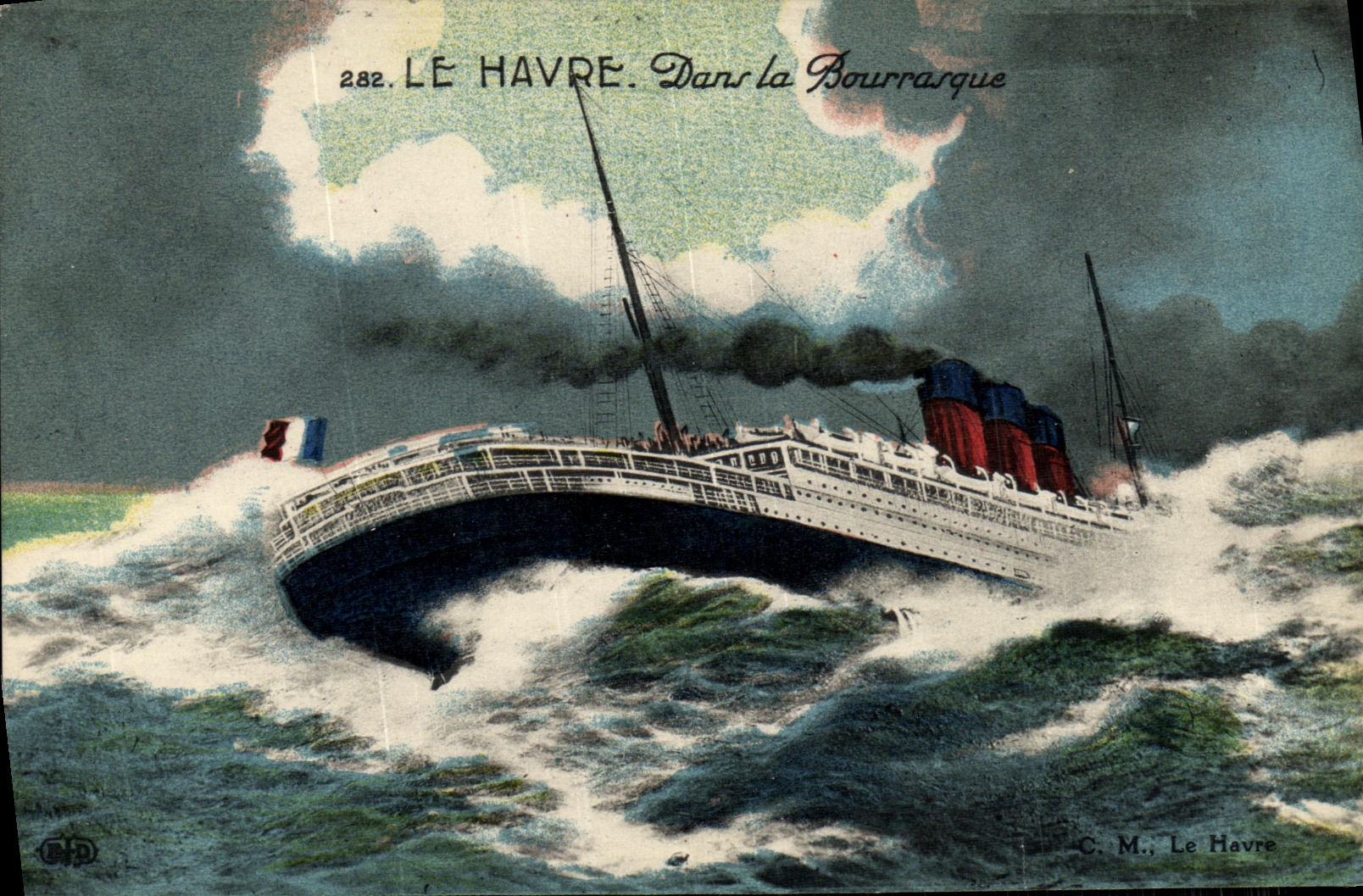 POSTAL Le Havre de la VENDIMIA en la rafaga del barco del viento