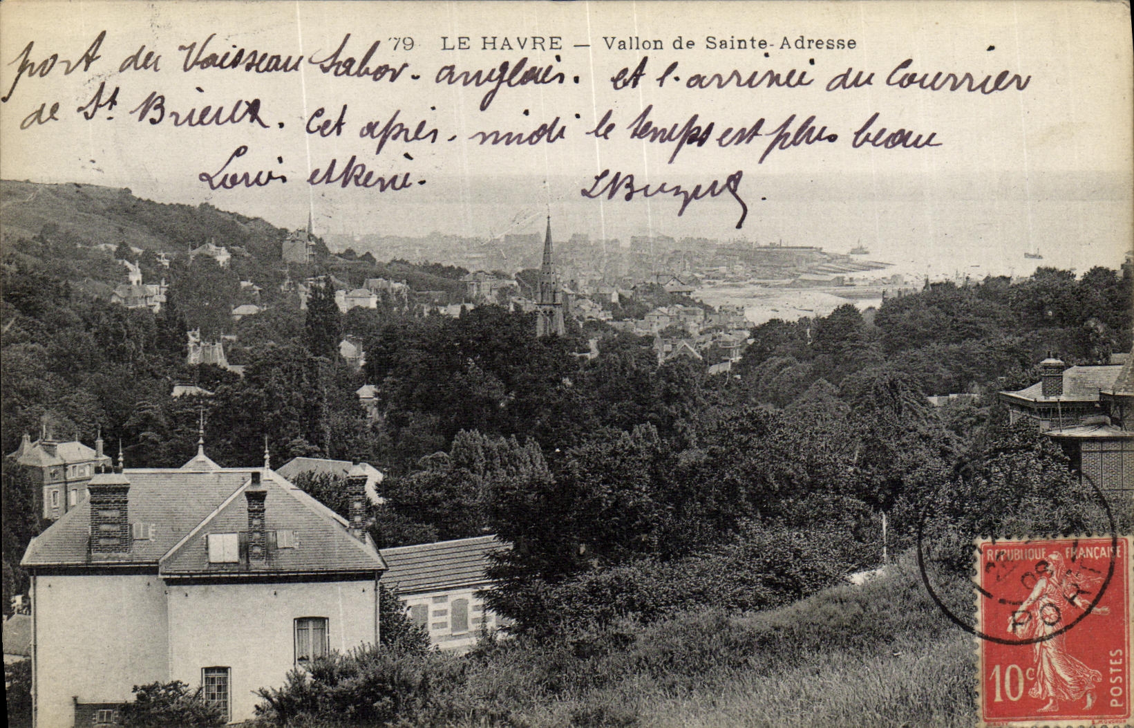 Valle de Le Havre de la POSTAL de la VENDIMIA pequeno Sainte de la direccion