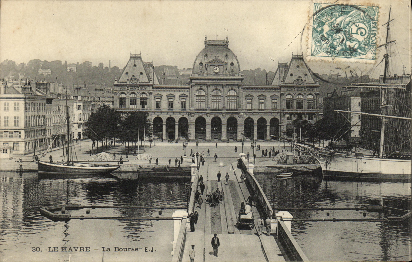 POSTAL Le Havre de la VENDIMIA el barco de navegacion de la bolsa de accion