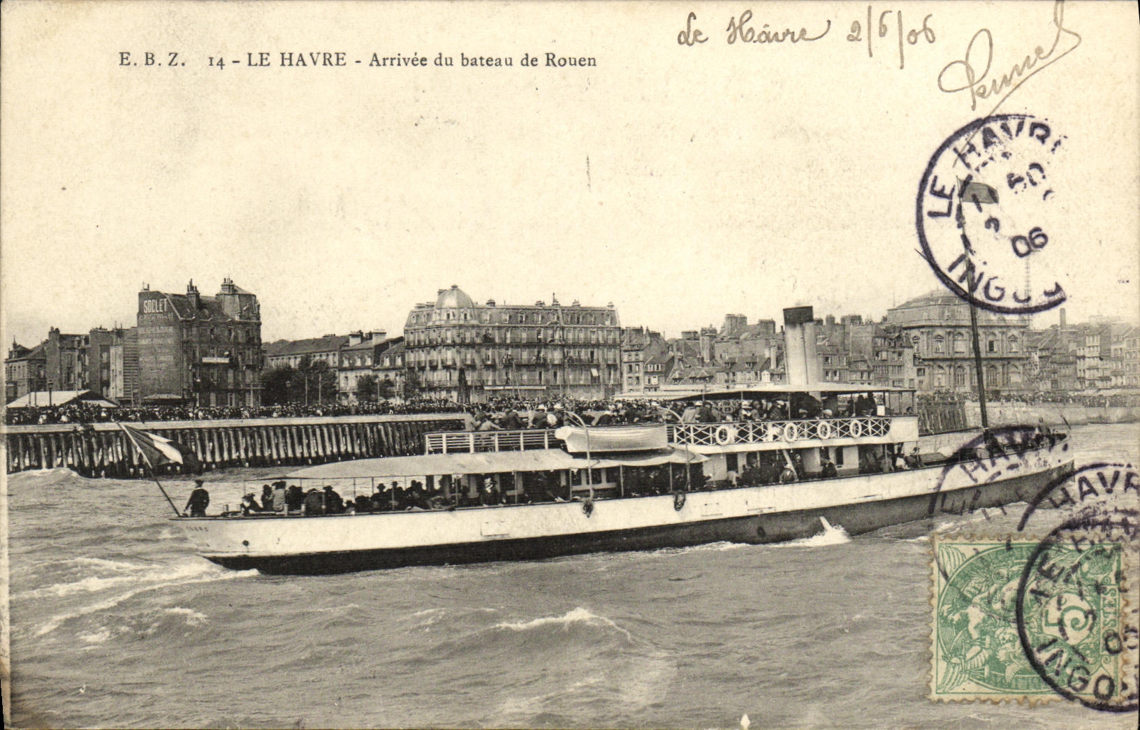 CPA Le Havre Arrivee du Bateau de Rouen