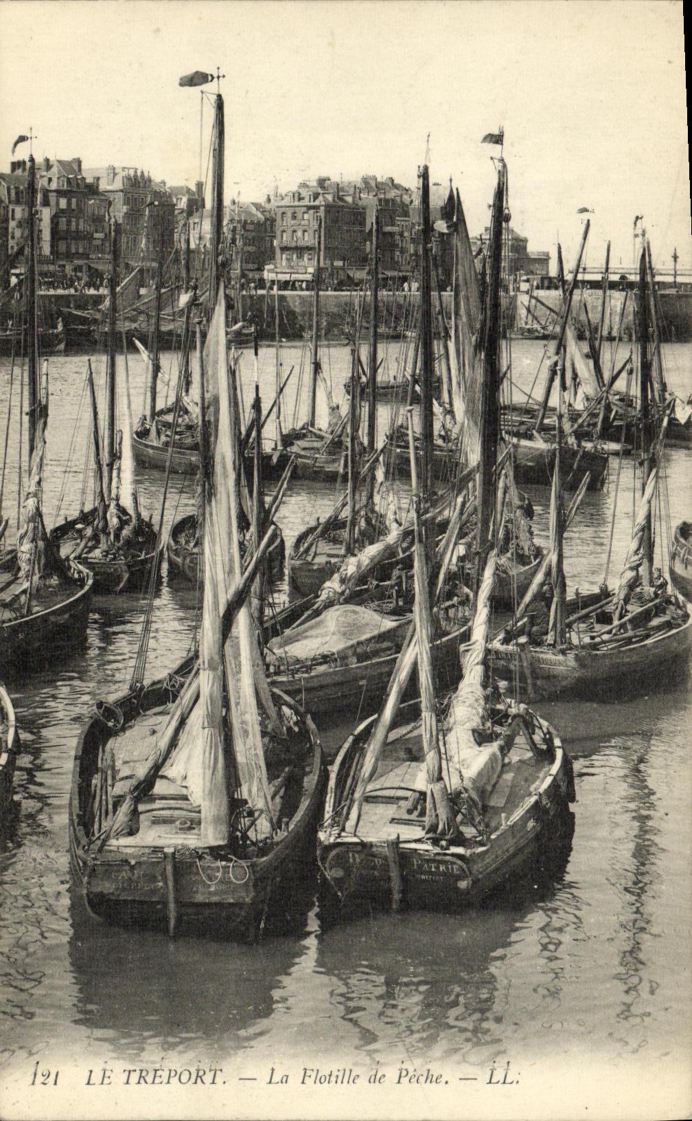 VINTAGE POSTCARD Treport the Flotilla of Fishing Boats