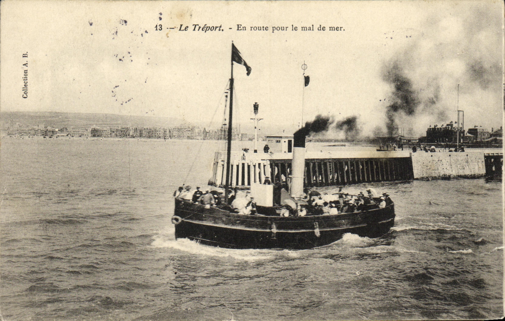 POSTAL Treport de la VENDIMIA en la manera para la enfermedad de mar Baetau