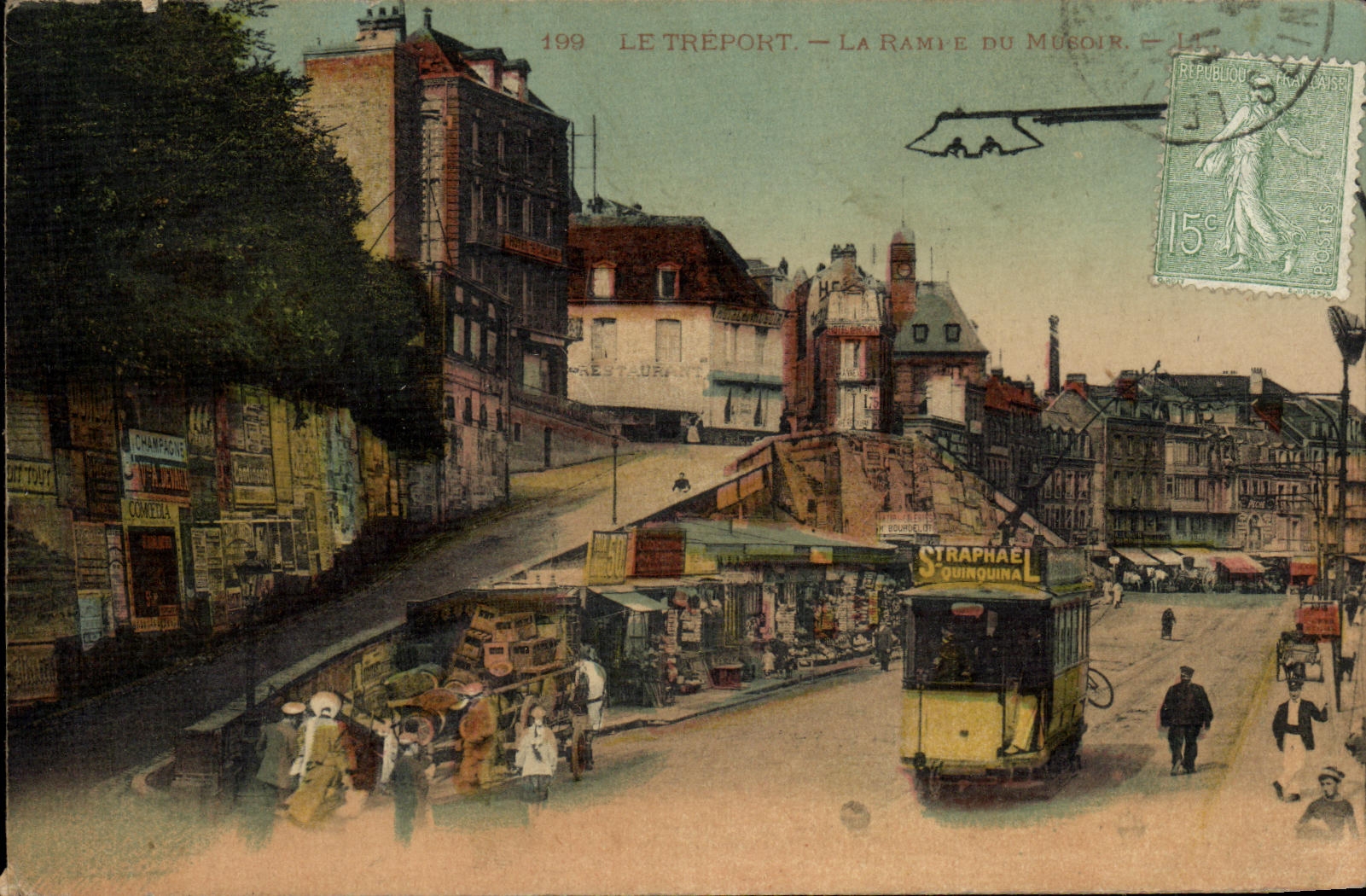 VINTAGE POSTCARD Treport the Slope of the pierhead Tram