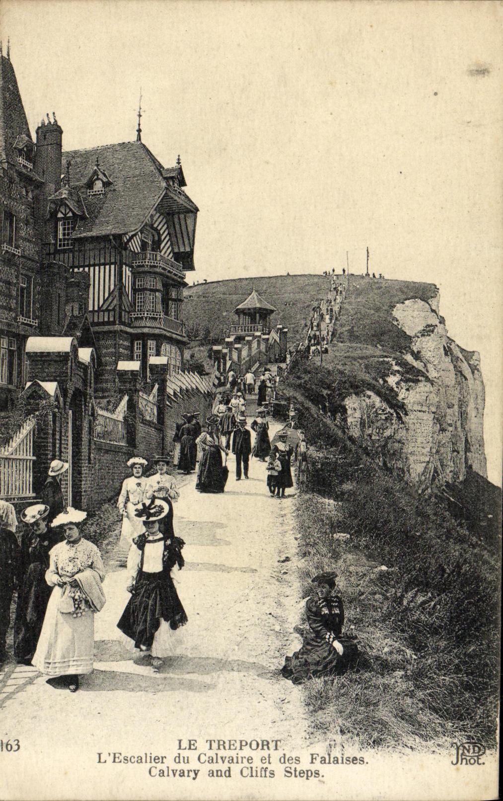 VINTAGE POSTCARD Treport L Staircase of the Martyrdom and Cliffs