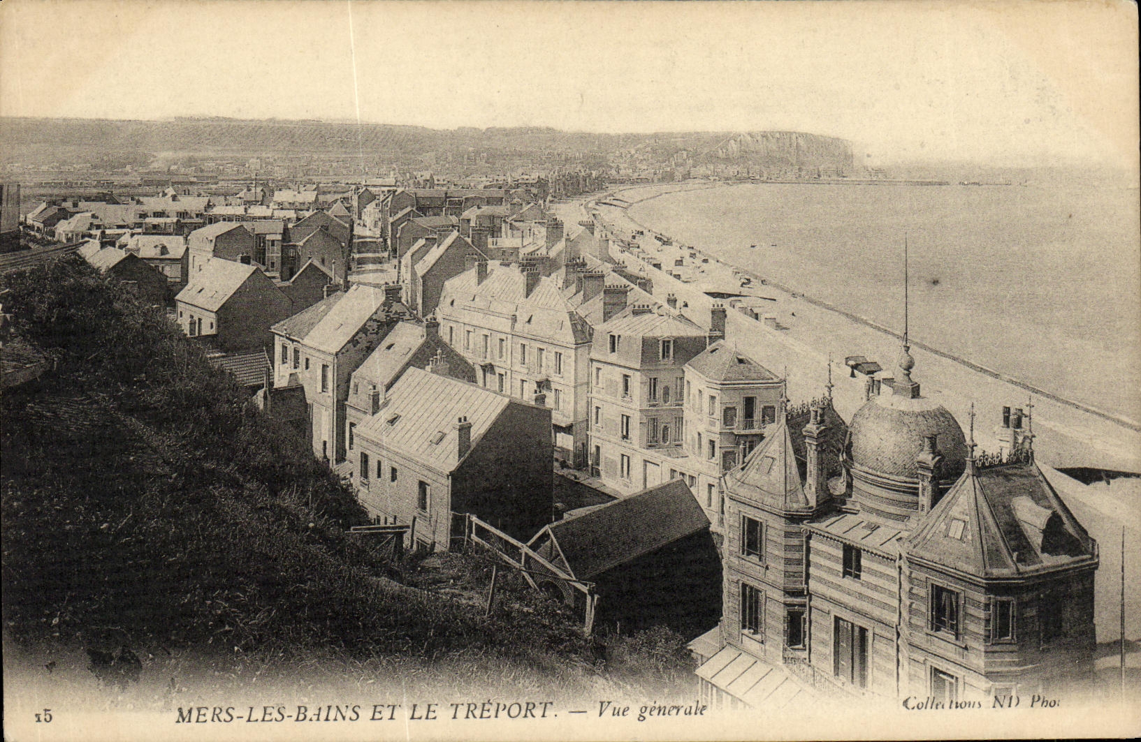 VINTAGE POSTCARD Treport Seas Les Bains And View
