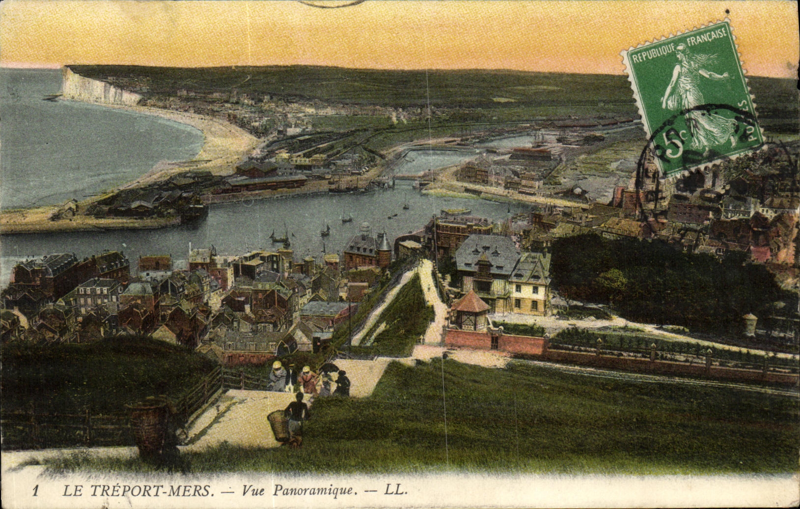 Opinion panoramica de Treport de la POSTAL de la VENDIMIA