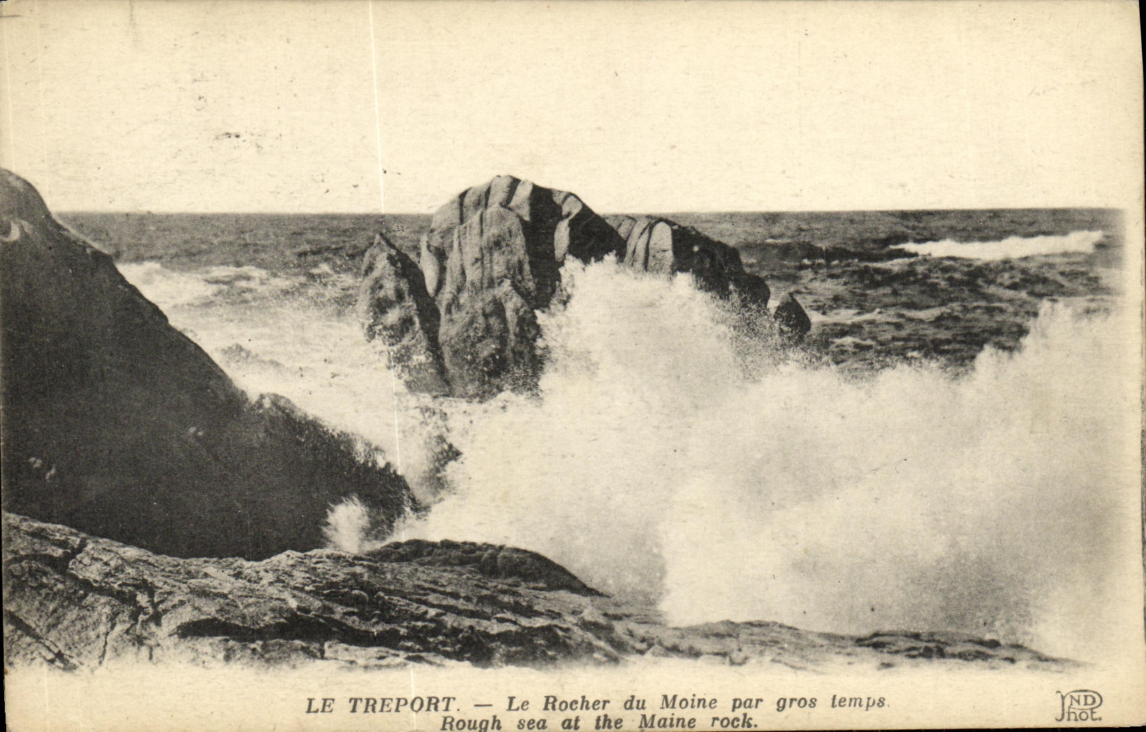 VINTAGE POSTCARD Treport the Rock of the Monk By Large