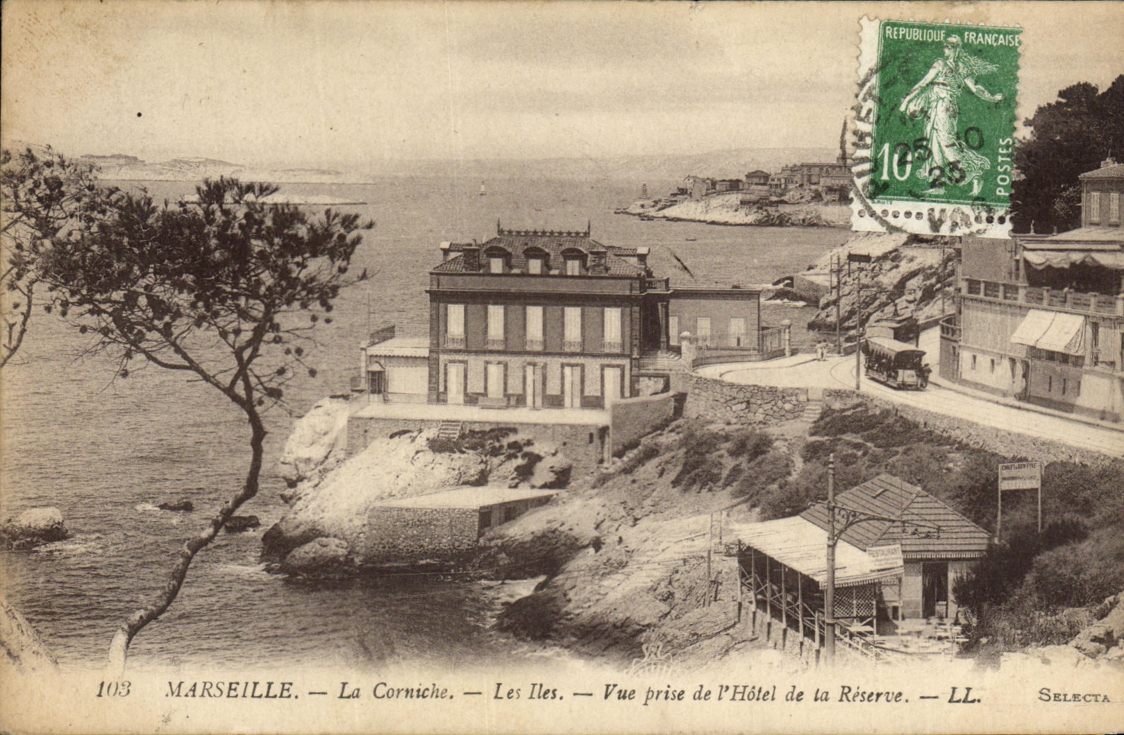 POSTAL Marsella de la VENDIMIA las islas de la cornisa vista de L hotel de la reserva