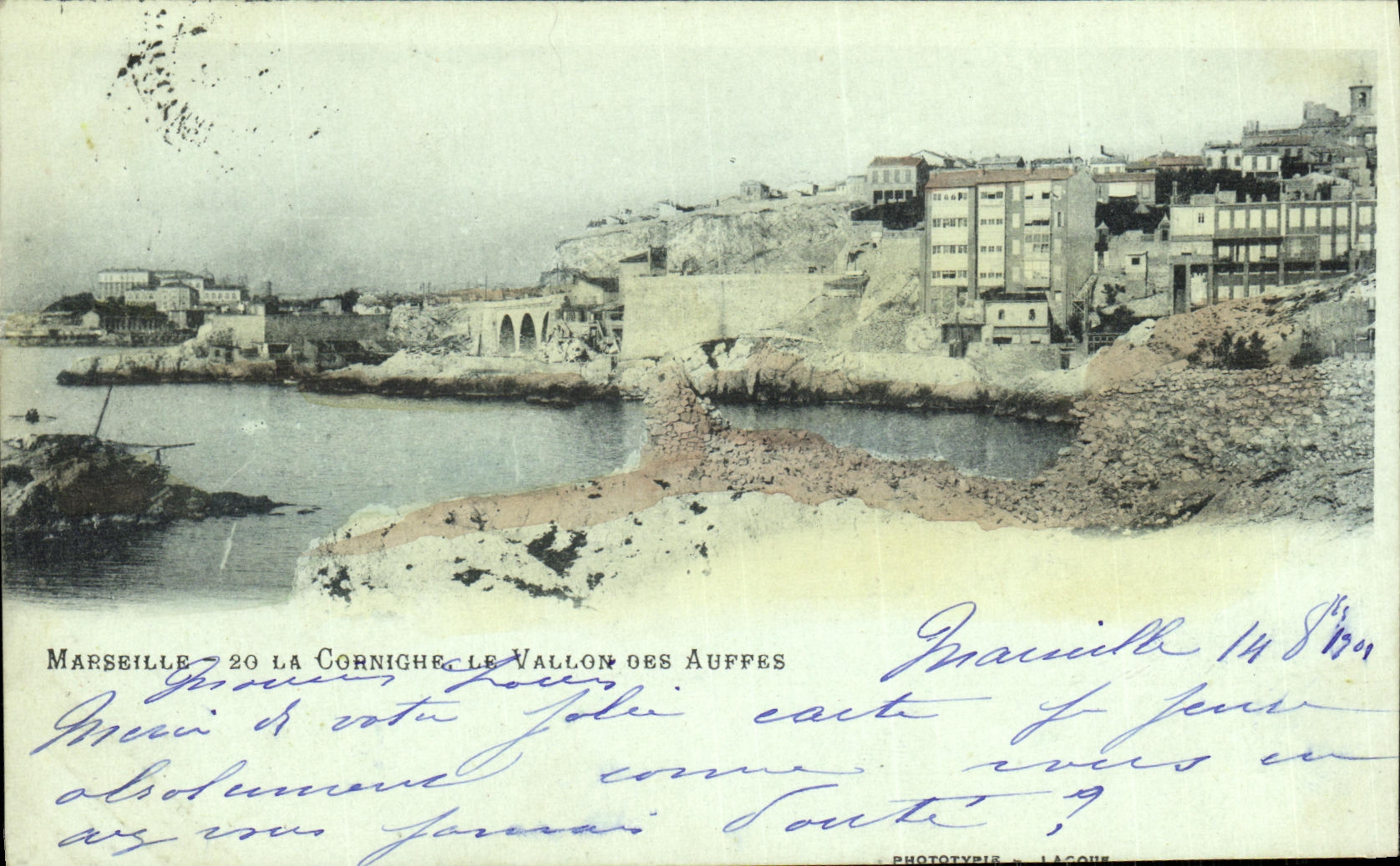 POSTAL Marsella de la VENDIMIA la cornisa el pequeno valle de Auffes