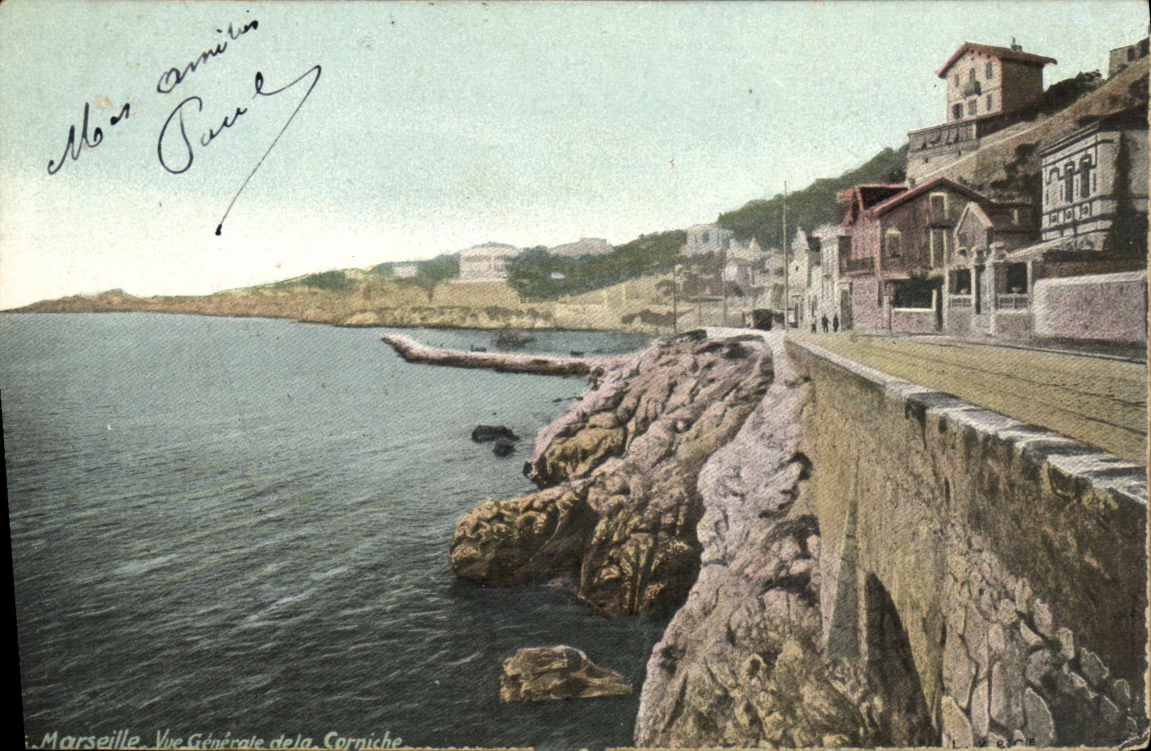 Opinion de Marsella de la POSTAL de la VENDIMIA de la cornisa