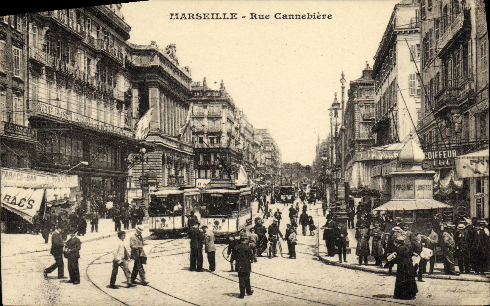 CPA Marseille Rue Cannebiere Tramways