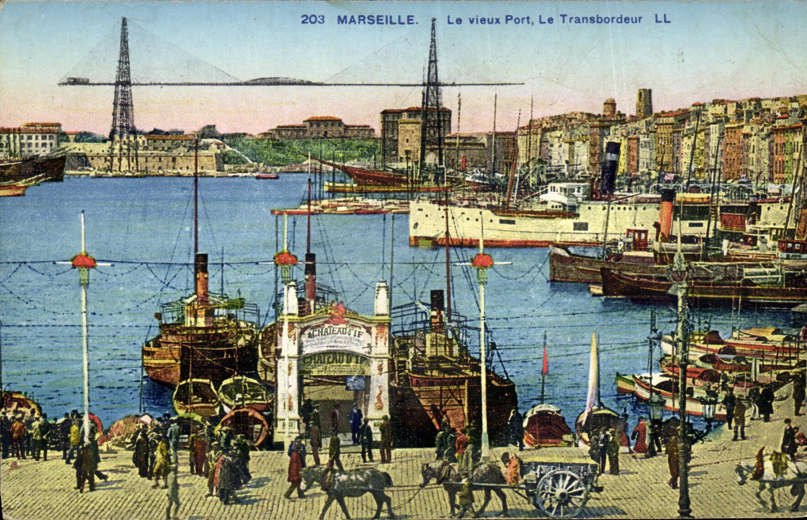 La POSTAL Marsella de la VENDIMIA el puerto viejo los barcos del transportador se escuda tejo de D