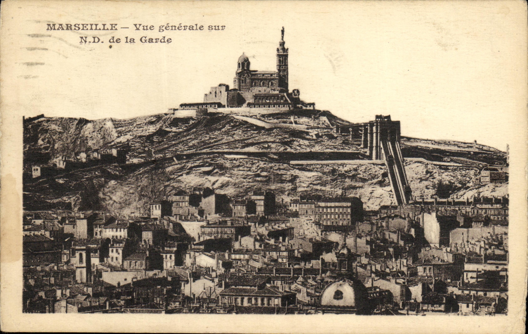 CPA Marseille Vue Generale Sur Notre Dame de la Garde