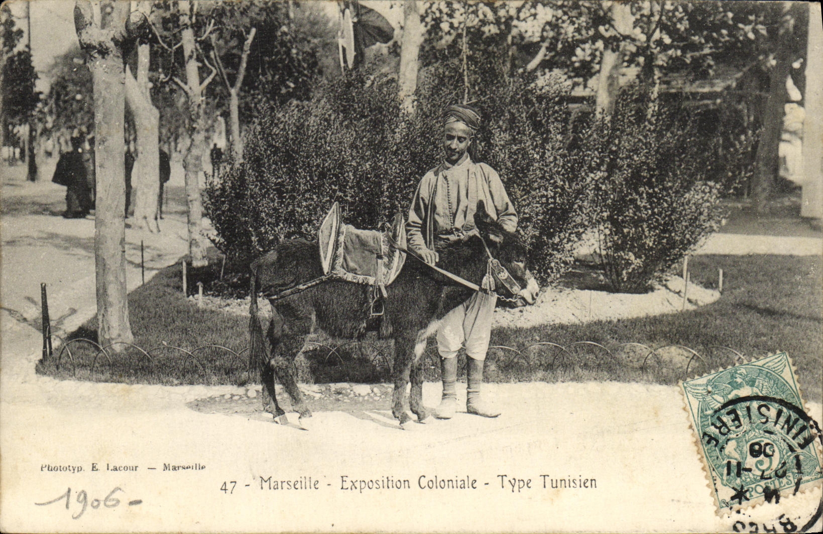 CPA Marseille Exposition Coloniale Type Tunisien Ane Mule Enfant Tunisie