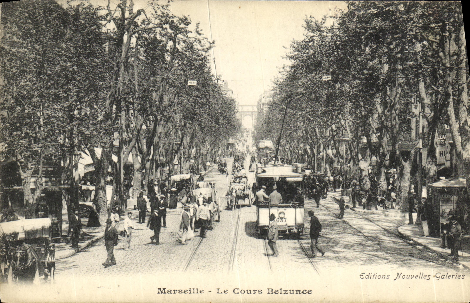 CPA Marseille Le Cours Belzunce Tramway