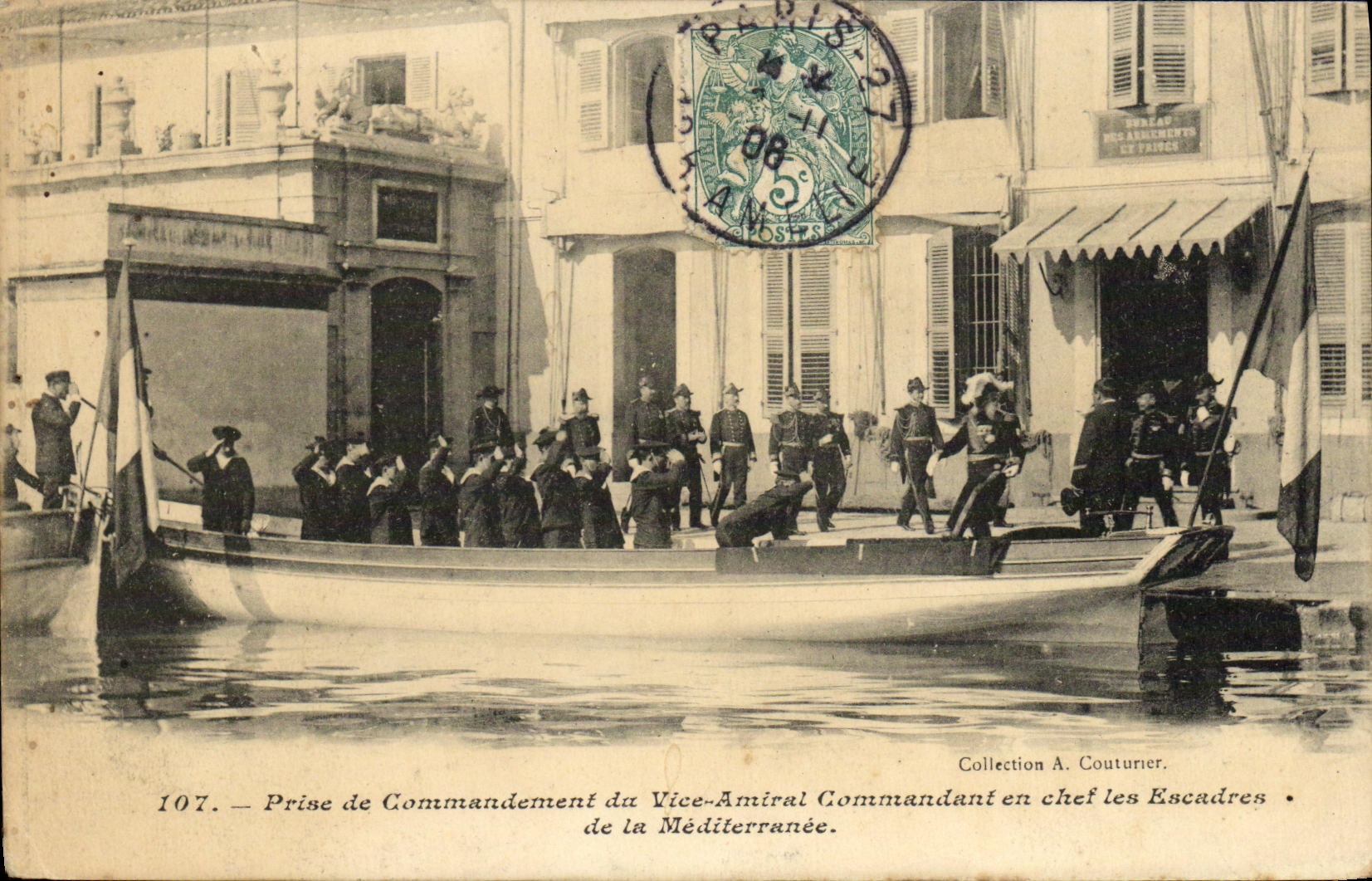 VINTAGE POSTCARD Boat War Taken of Command of the Vice Admiral Commander in chief the Squadrons of the Mediterranean