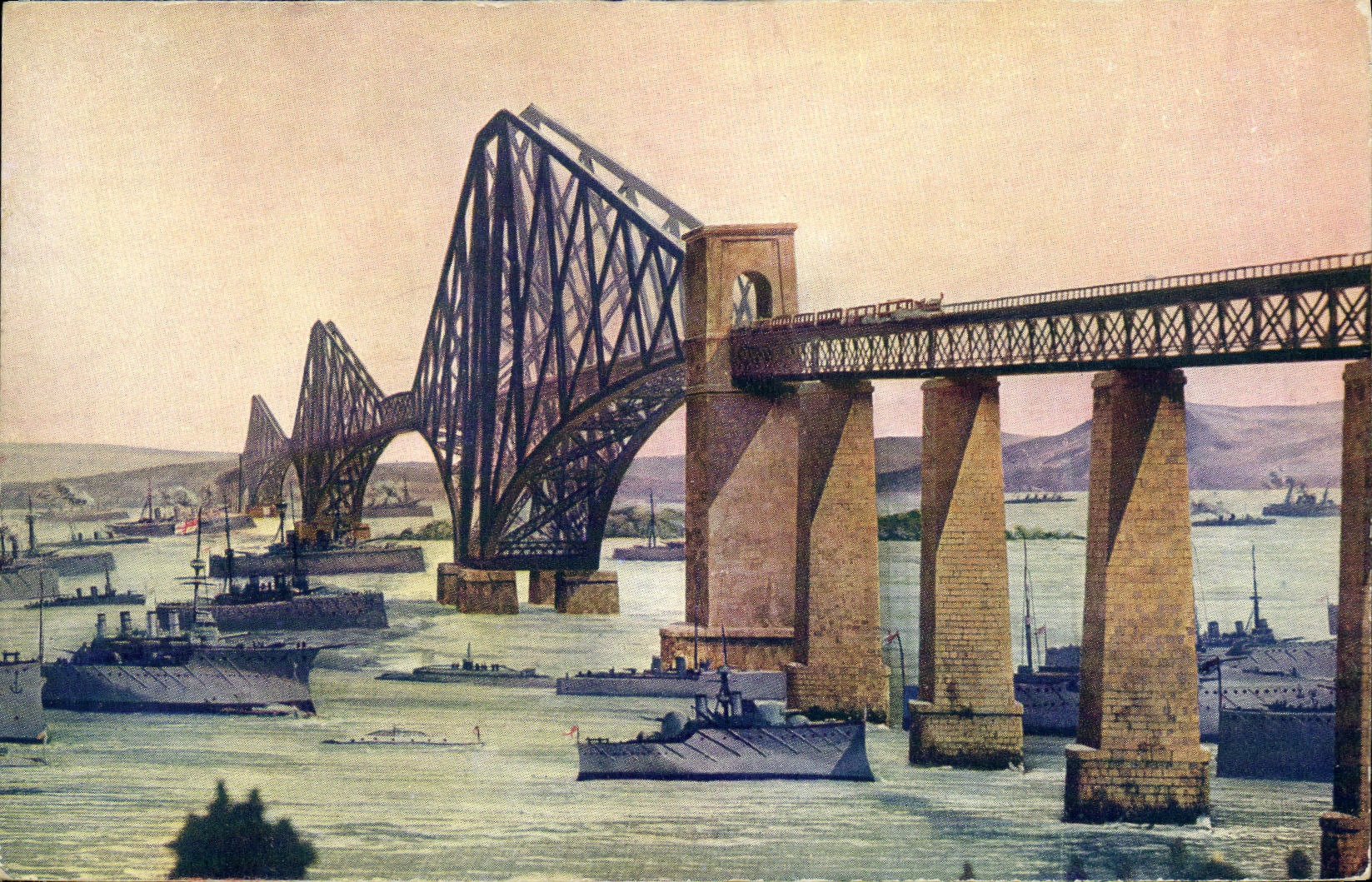 VINTAGE POSTCARD Boat War Visions of War the Bridge of Forth and bases naval English