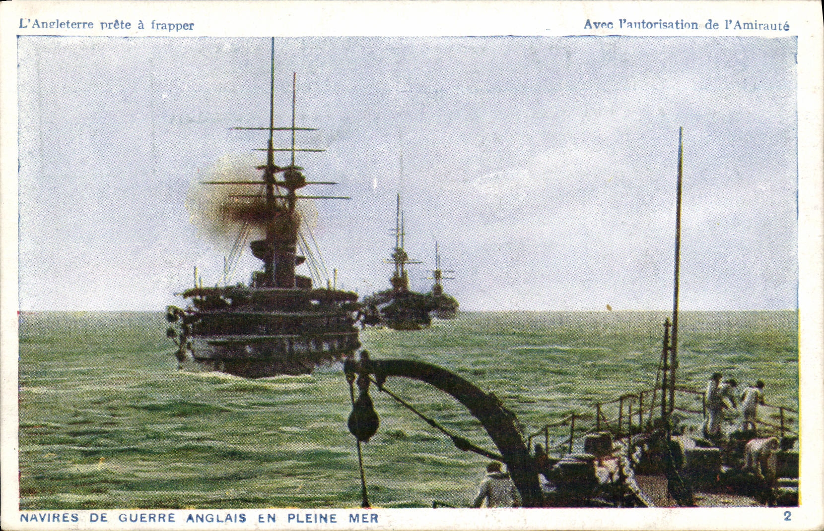 VINTAGE POSTCARD Boat War Warships English on the open sea