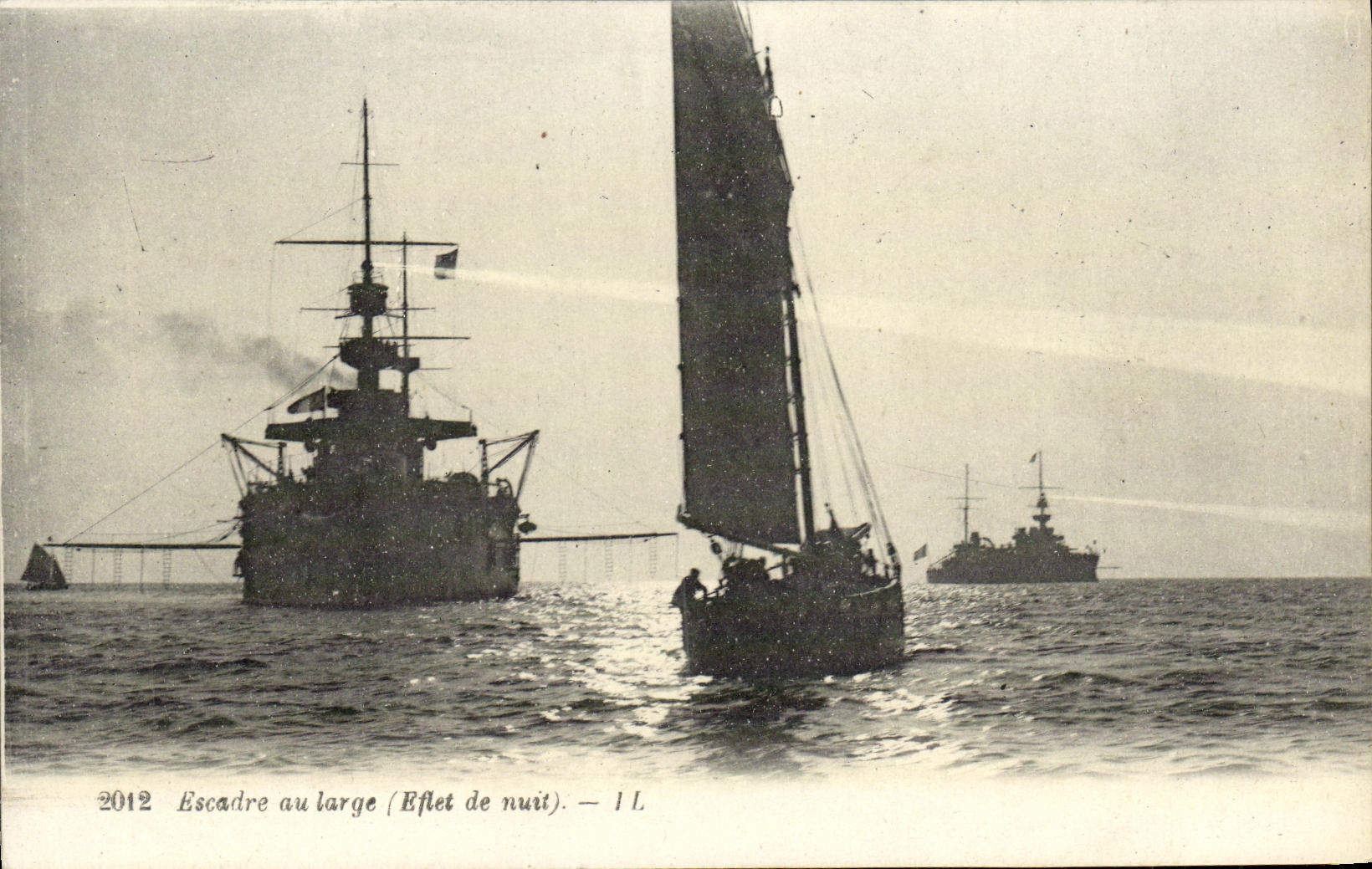 VINTAGE POSTCARD Boat War Squadron with the Broad Night effect