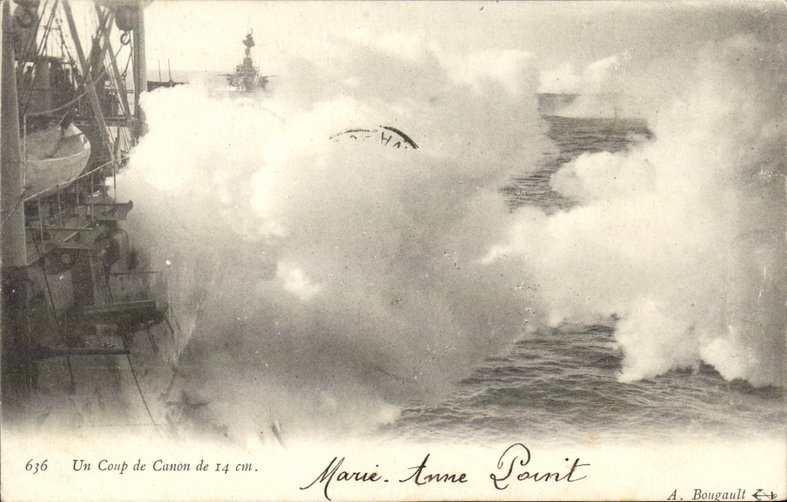 VINTAGE POSTCARD Boat War a Blow of Canon of 14cm