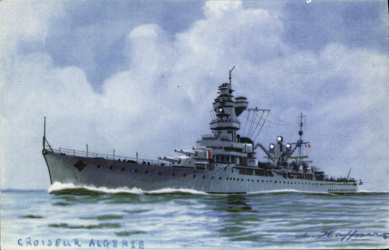 VINTAGE POSTCARD Boat War Cruiser Haffner Algeria