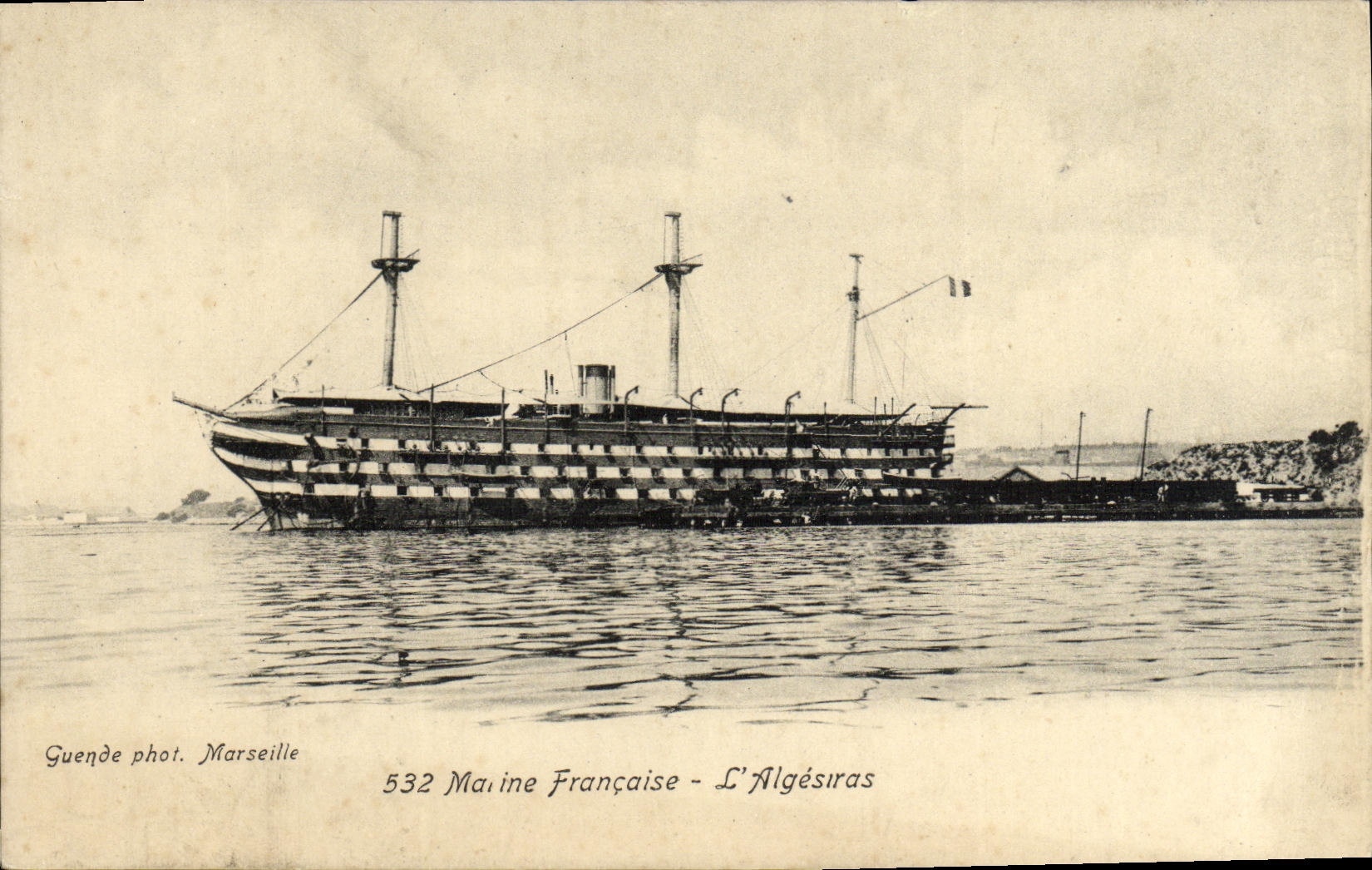 VINTAGE POSTCARD Boat War French Navy L Algeciras