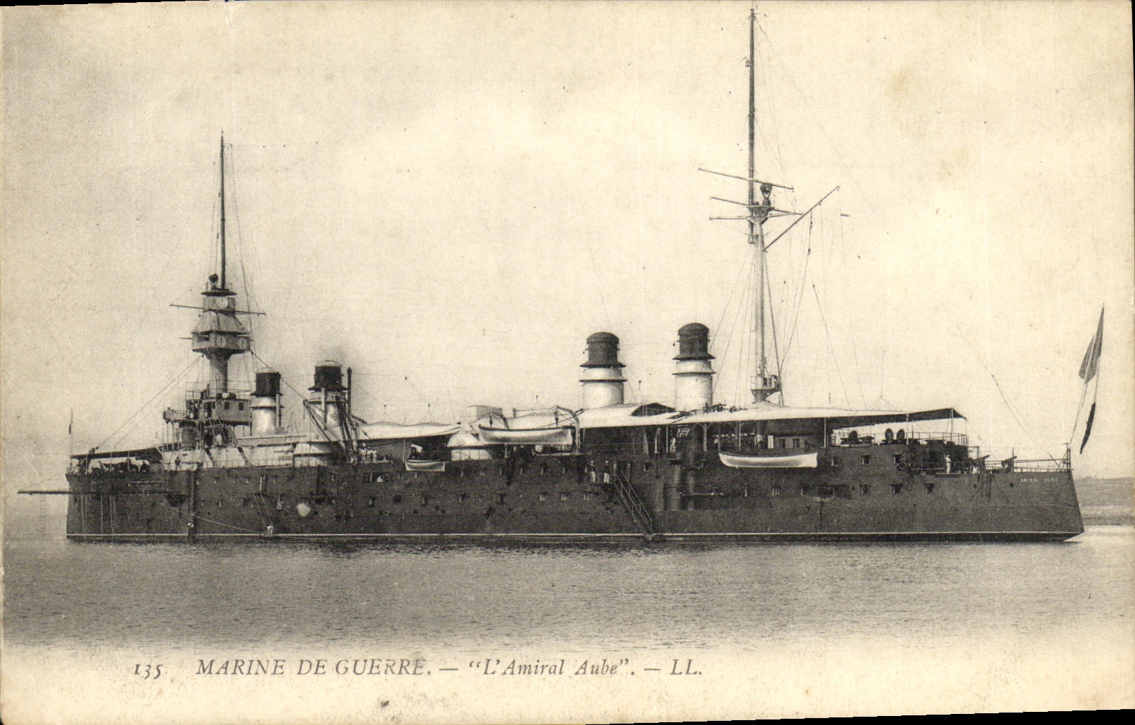 VINTAGE POSTCARD Boat War Navy L Admiral Aube