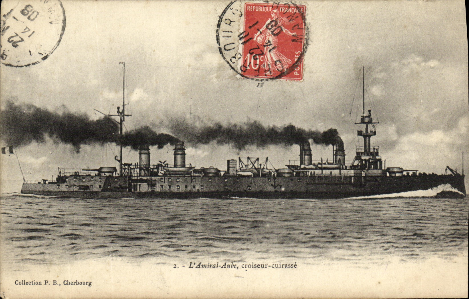 VINTAGE POSTCARD Bateau War L Amrial Aube Cruiser armours