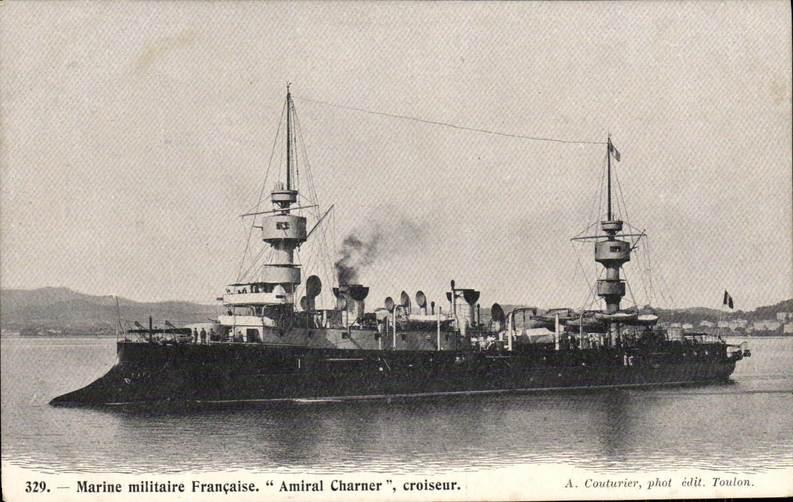 VINTAGE POSTCARD Boat War French Navy Admiral Charner cruiser