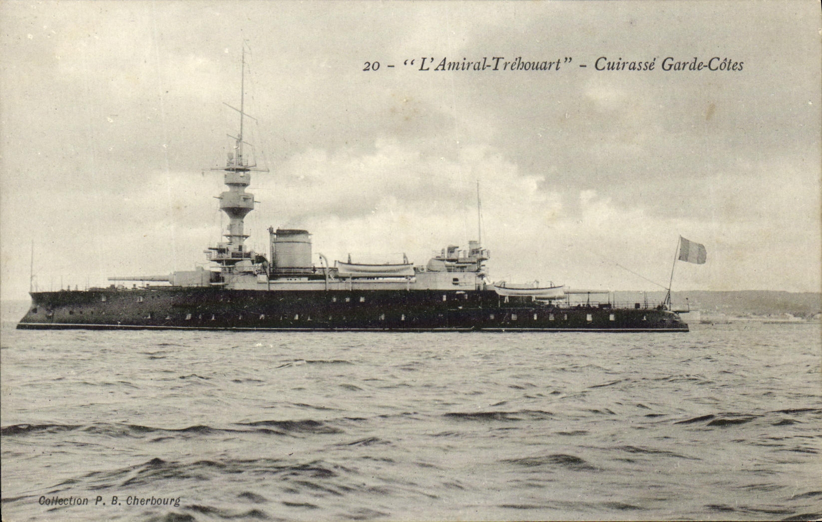 VINTAGE POSTCARD Bateau War Admiral Trehouart Armours Guard Dimensions