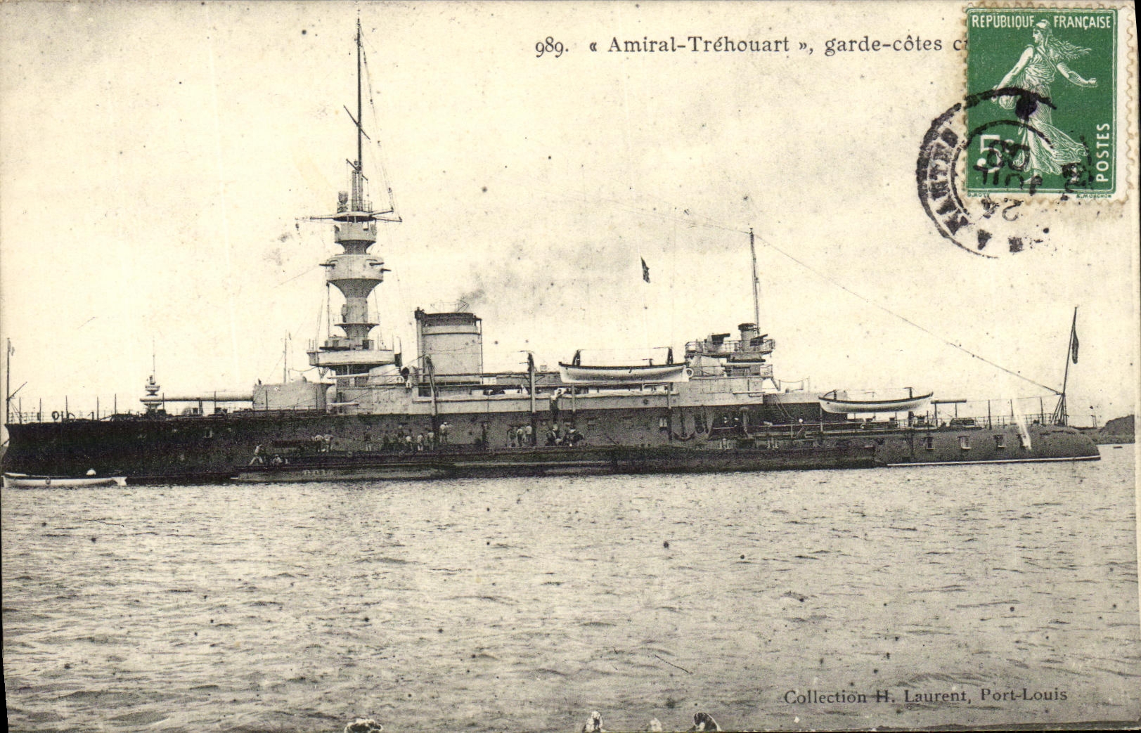 VINTAGE POSTCARD Bateau War Admiral Trehouart keeps dimensions