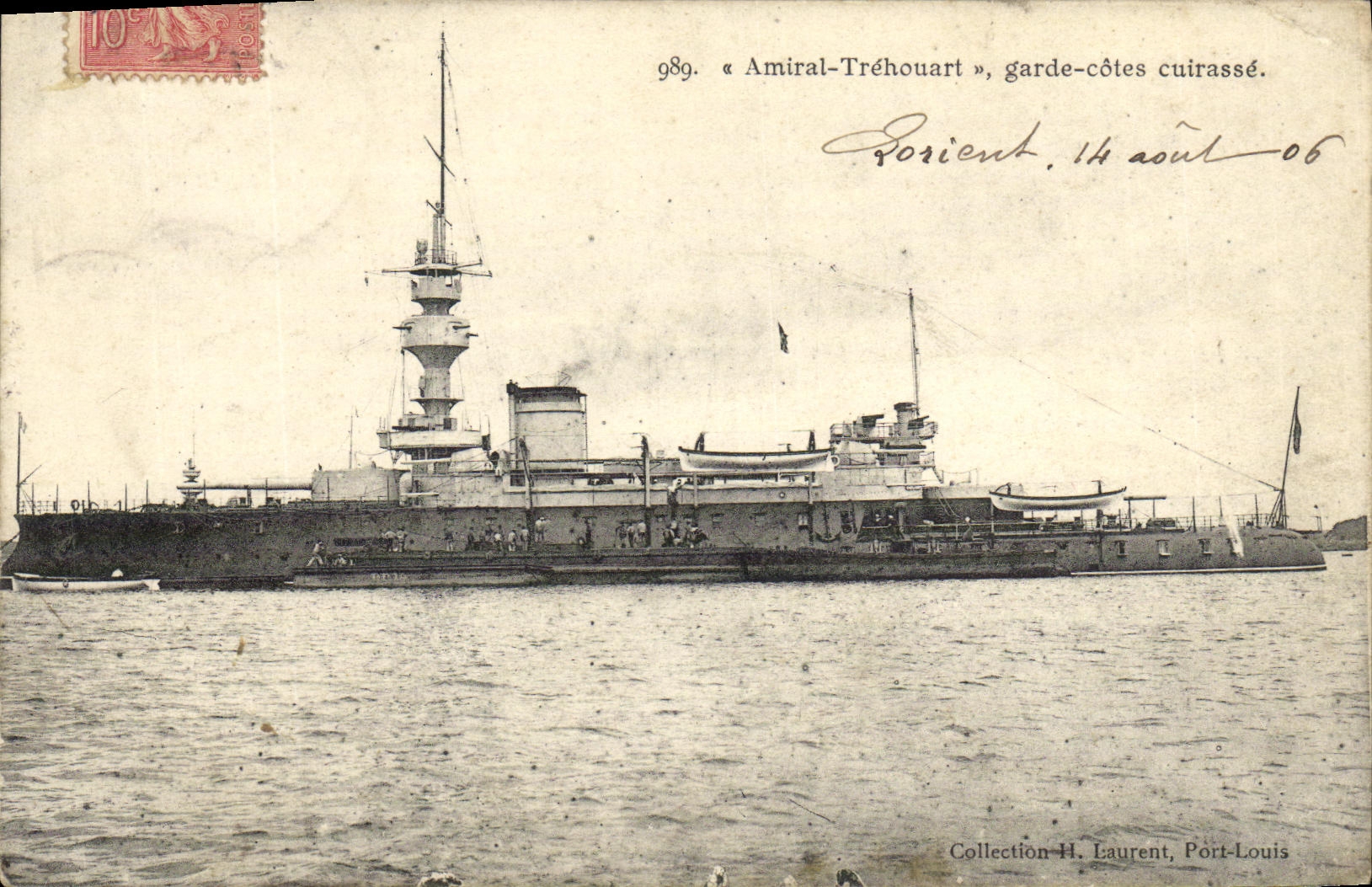 VINTAGE POSTCARD Bateau War Admiral Trehouart keeps dimensions armours
