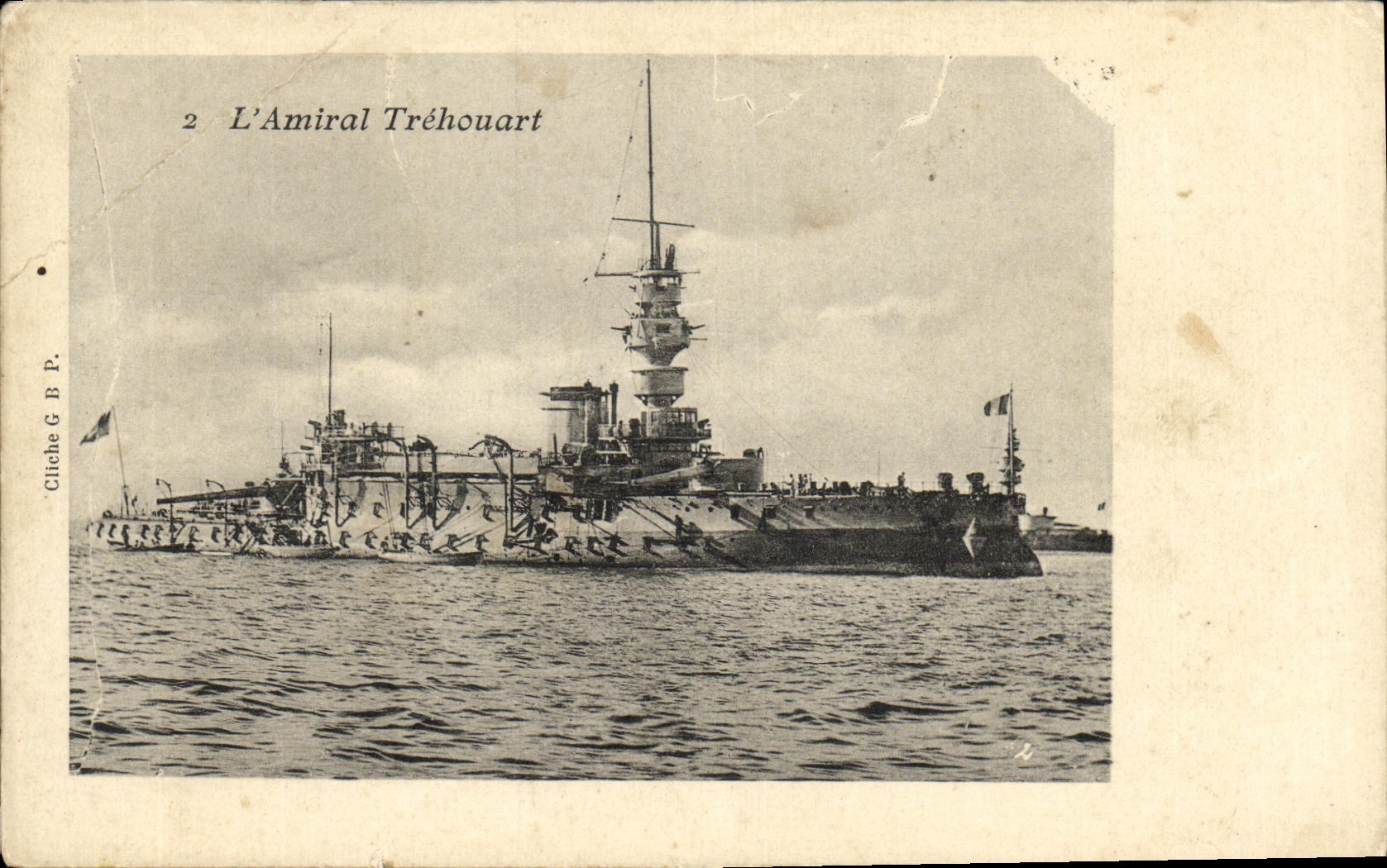 VINTAGE POSTCARD Boat War L Admiral Trehouart
