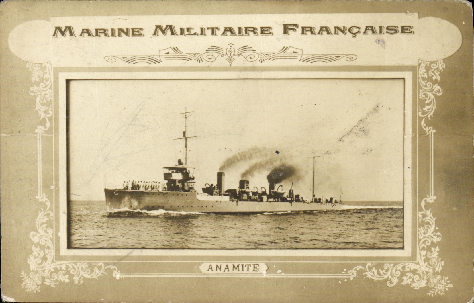 VINTAGE POSTCARD Boat War French Navy Anamite