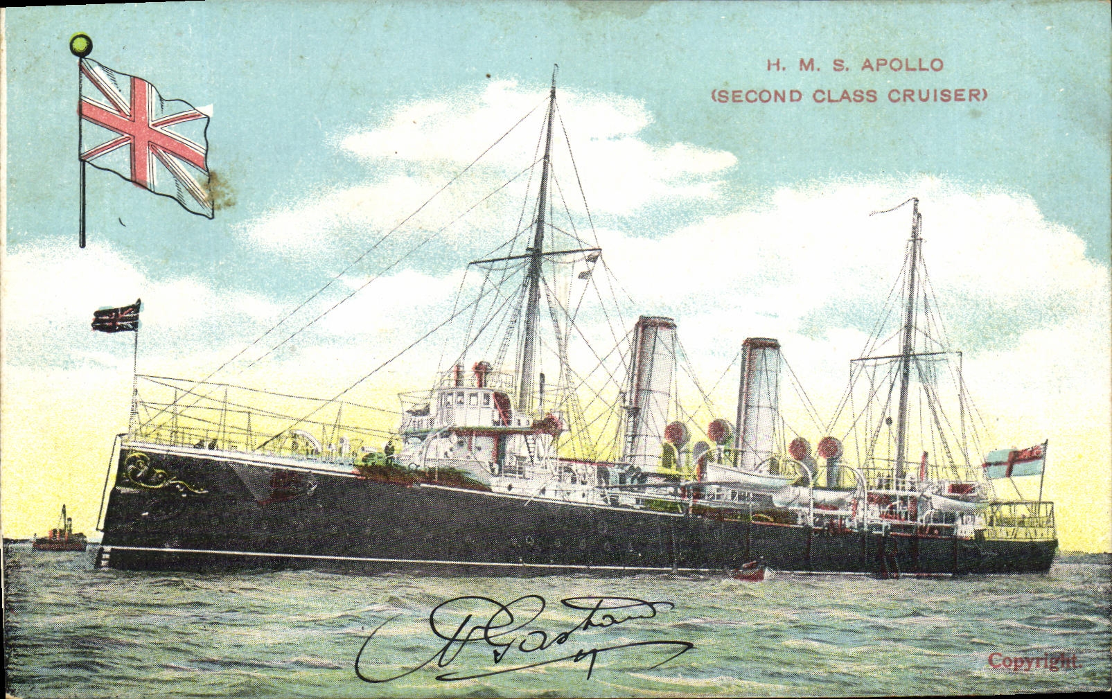 VINTAGE POSTCARD Boat War H MR  S Apollo Second Class Cruiser