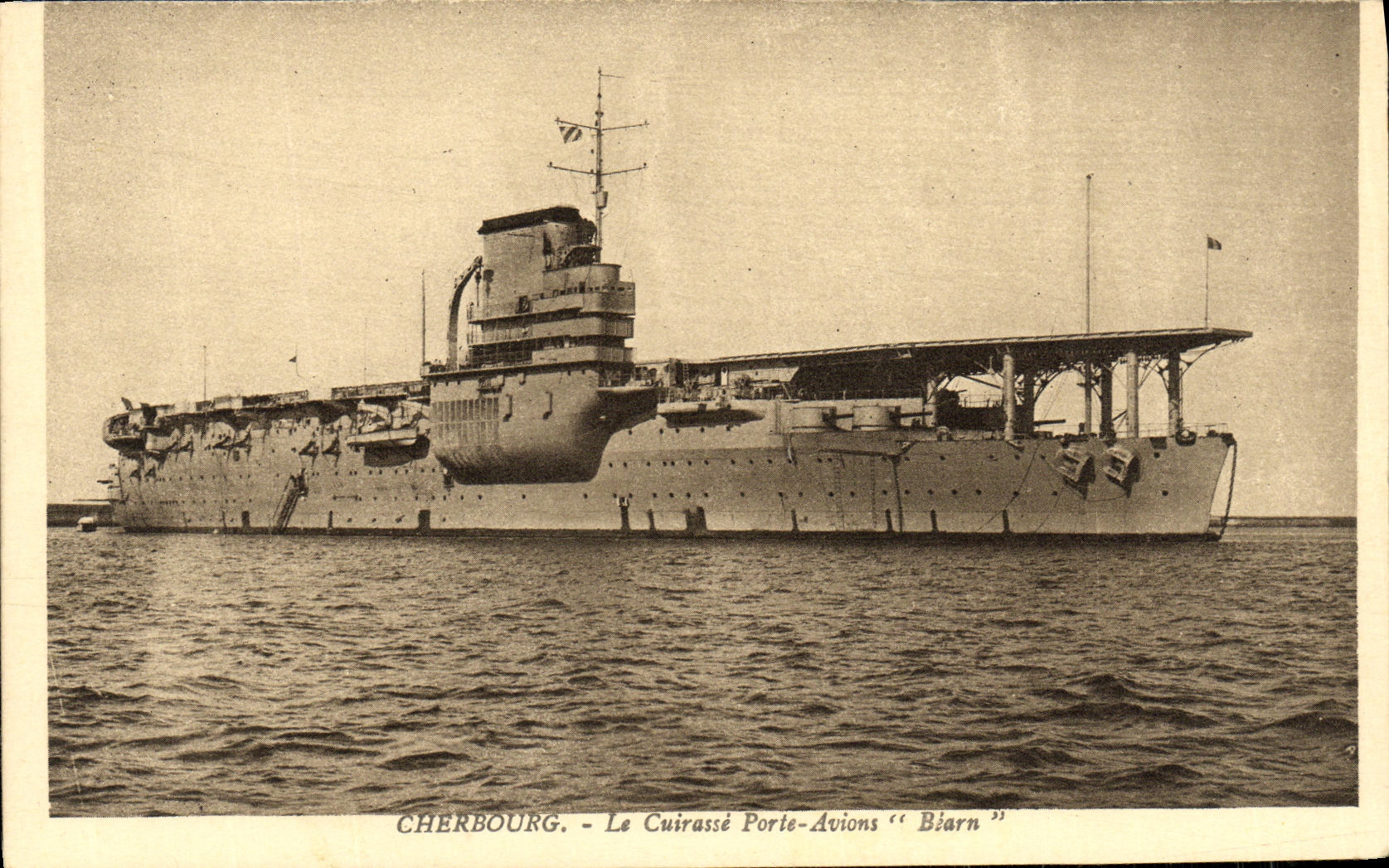 Guerra de Cherbourg del barco de la POSTAL de la VENDIMIA los planos de Porte Bearn de la armadura