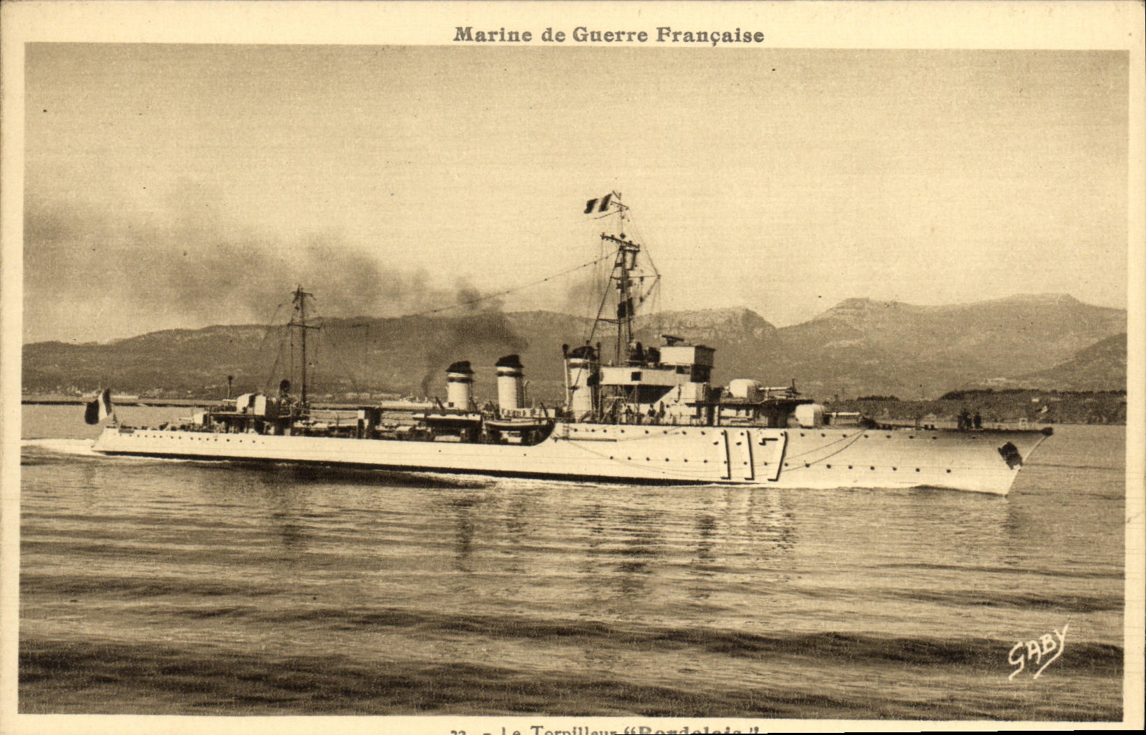 VINTAGE POSTCARD Boat War French Navy Destroyer Of Bordeaux